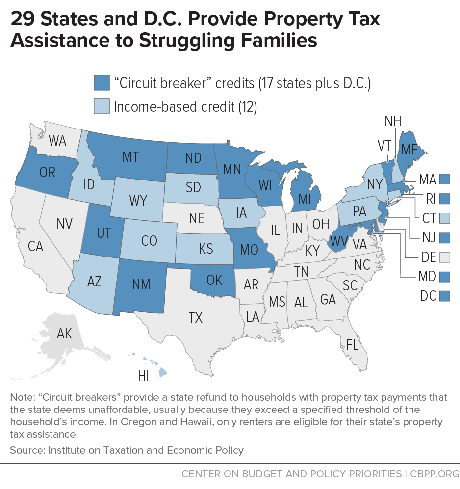 29 States and D.C. Provide Property Tax Assistance to Struggling Families