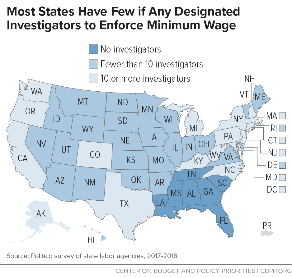 Most States Have Few if Any Designated Investigators to Enforce Minimum Wage