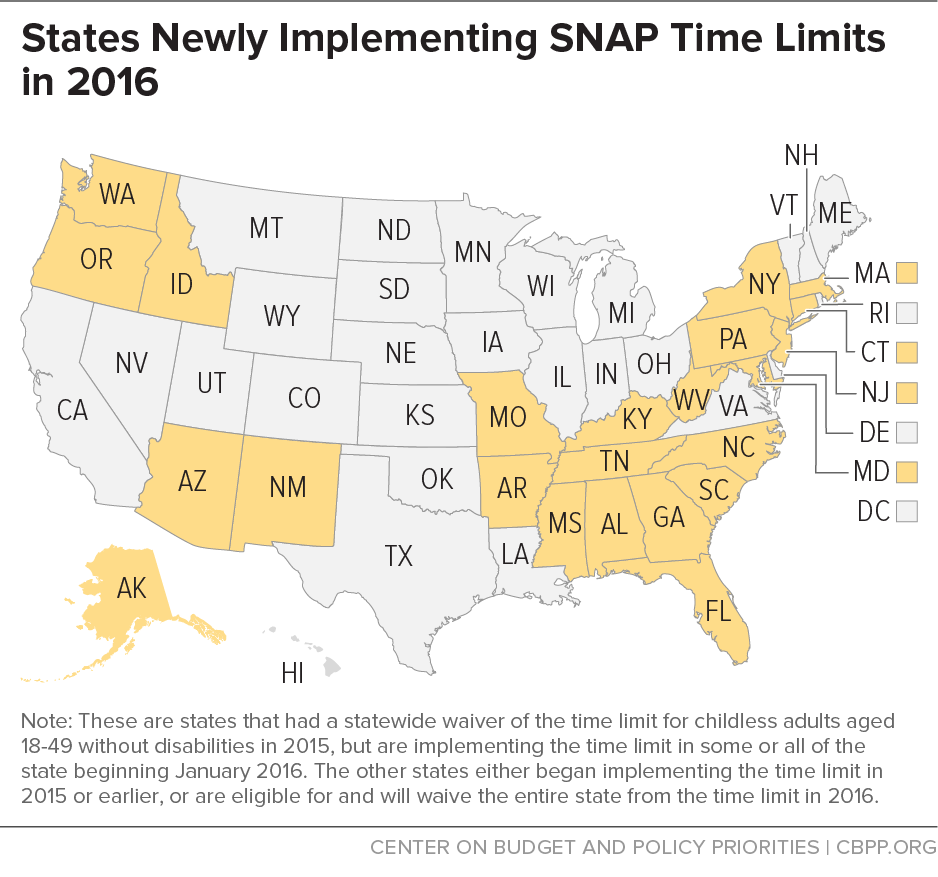 SNAP Time Limits 2016 (as of 1.21.16)