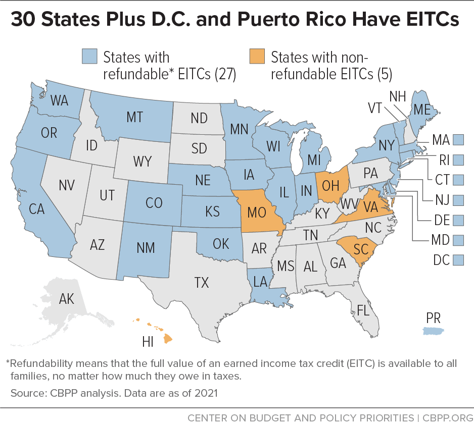 30 States Plus D.C. and Puerto Rico Have EITCs