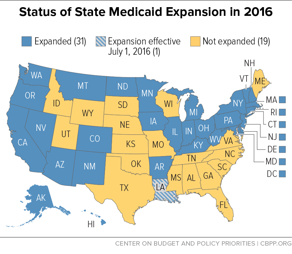 Status of State Medicaid Expansion in 2016