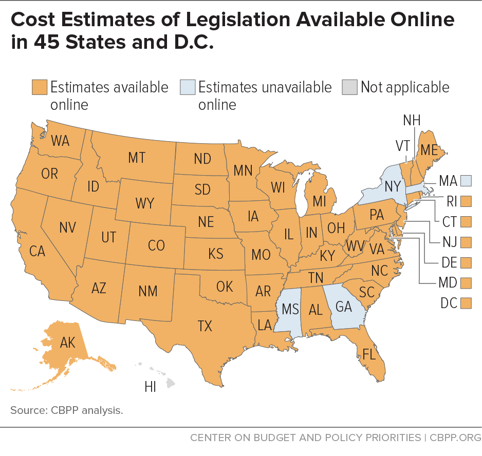 Cost Estimates of Legislation Available Online in 45 States and D.C.