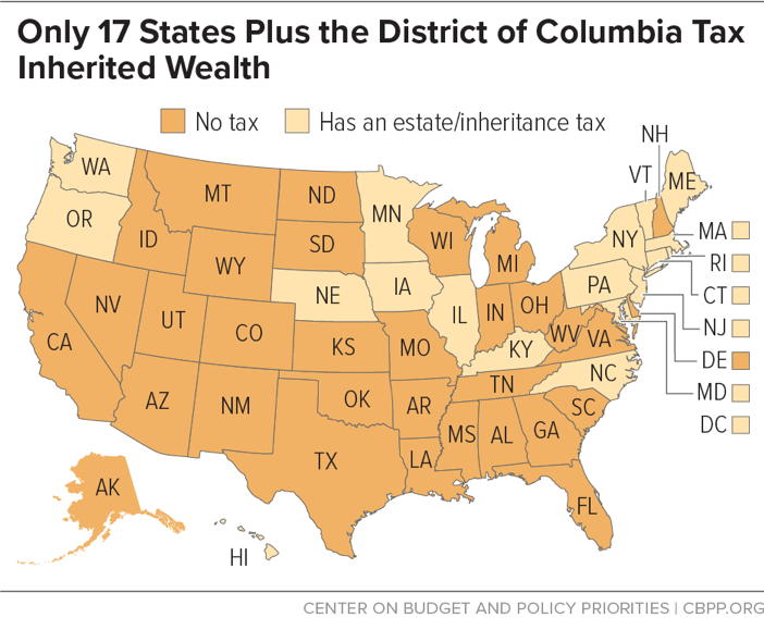 Only 17 States Plus the District of Columbia Tax Inherited Wealth