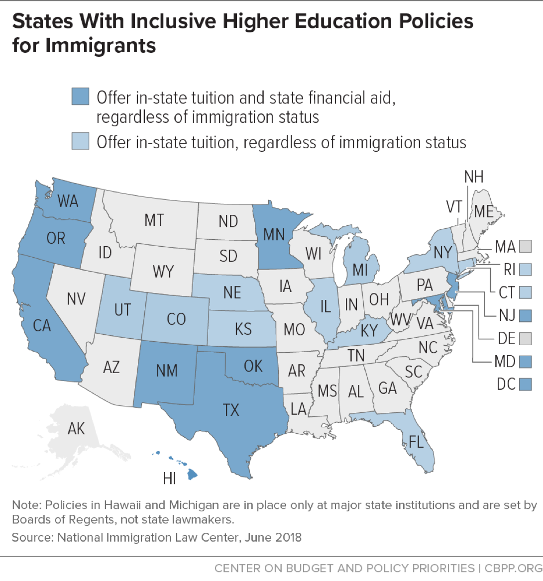 States With Inclusive Higher Education Policies for Immigrants