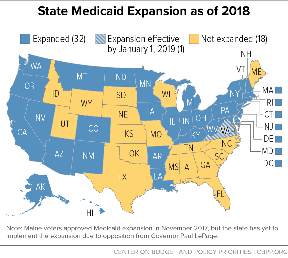 State Medicaid Expansion as of 2018