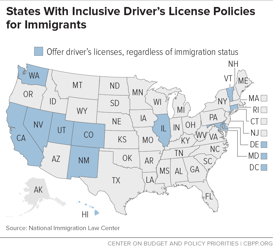 States With Inclusive Driver's License Policies for Immigrants