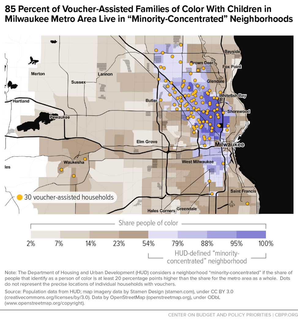 85 Percent of Voucher-Assisted Families of Color With Children in Milwaukee Metro Area Live in "Minority-Concentrated" Neighborhoods